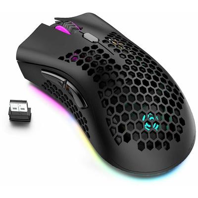 Gaming Maus Kabellos Wireless Mouse 2.4G Wireless-Lademaus mit Honeycomb Hollow Shell 5 Lichtmodi,