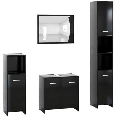 Vidaxl - 4-tlg. Badmöbel-Set Schwarz Holzwerkstoff Image