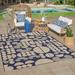 Licensed Disney Mickey Mouse Navy Blue/ Ivory Round Spheres Modern Flatweave Indoor/ Outdoor Area Rug