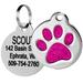 Personalized Glitter Pink Paw Print Stainless Steel Round Pet ID Tag for Dogs and Cats, Medium