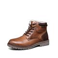 TOP STAKA Men's Boots Lace Up Winter Shoes Fur Warm Ankle Boots Anti-Slip Snow Shoes Tan