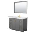 Miranda 48 Inch Single Bathroom Vanity in Dark Gray, Light-Vein Carrara Cultured Marble Countertop, Undermount Square Sink, Brushed Gold Trim, 46 Inch Mirror - Wyndham WCF292948SGGC2UNSM46