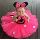 Robe tutu rose pour bébés filles tenue de fête d'anniversaire pour enfants avec points blancs et