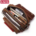 KAVIS – sac à bandoulière pour hommes sacs à main multifonctions grande capacité en croûte de cuir