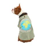 Happy-Go-Lucky Olive Peaceful Explorer Embroidered Dog T-Shirt, X-Large, Multi-Color