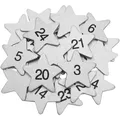 Adventskalender-Zahlen Sterne aus Holz, silber, 3,5 cm