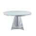 Orren Ellis Izaki 51" Pedestal Dining Table Glass/Metal in Gray | 30 H x 51 W x 51 D in | Wayfair AAFBD787AB4744C1A0C401EBBDB14608