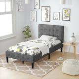 Harriet Bee Dundrod Twin Platform Bed Wood & Upholstered/ in Brown/Gray | 40.5 H x 83.5 W x 43.5 D in | Wayfair C319B1E66D7D4B24A7EB416B87585509