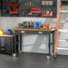 Dotted Line™ Eli Adjustable Height Wood Top Workbench Wood/Steel in Black/Brown/Gray | 39.25 H x 47.25 W x 23.5 D in | Wayfair