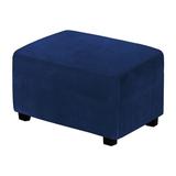 Eider & Ivory™ Box Cushion Ottoman Slipcover Velvet, Leather in Blue | 17 H x 40 W x 32 D in | Wayfair 9BFF7056A3A844DAAD7A2DD6A8DBE55F