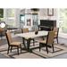 Red Barrel Studio® 4 - Person Acacia Solid Wood Dining Set Wood/Upholstered in White | 30" H x 72" L x 40" W | Wayfair