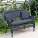 Wicker Black Finish Patio Loveseat with Cushion and Pillows