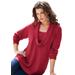 Plus Size Women's Lace-Trim Cowl Neck Sweater by Roaman's in Classic Red (Size L)