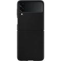 Samsung Leather Cover Smartphone Cover EF-VF711 für das Galaxy Z Flip3 5G, Handy-Hülle, echtes Leder, Schutz Case, stoßfest, premium, Schwarz