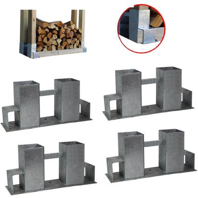 4x Holzstapelhilfe Stapelhilfe für Brennholz Holzstapelhalter Kaminholz Gestell Holz Image