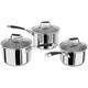 Stellar Induction S5A1 Set of 3 Stainless Steel Saucepans with Glass Lids, 16cm, 18cm & 20cm, Oven Safe, Induction Ready - Fully Guaranteed