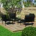 vidaXL 5 Piece Patio Lounge Set with Cushions Black PVC - 23.6" x 27.6" x 25.6"