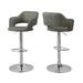 36" Gray Contemporary Upholstery Adjustable Height Barstool with Back