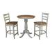 30" Round Pedestal Gathering Height Table With 2 Emily Counter Height Stools - Set of 3 Pieces