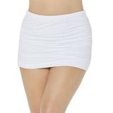 Plus Size Women's Shirred High Waist Swim Skirt by Swimsuits For All in White (Size 10)