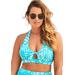 Plus Size Women's Contessa Halter Bikini Top by Swimsuits For All in Crystal Blue Palm (Size 6)