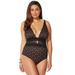 Plus Size Women's Lace Plunge One Piece Swimsuit by Swimsuits For All in Black Lace (Size 20)