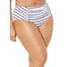 Plus Size Women's Scout High Waist Bikini Bottom by Swimsuits For All in Black White Stripe (Size 12)