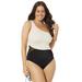 Plus Size Women's One Shoulder One Piece Swimsuit by Swimsuits For All in Black Cream (Size 8)