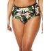 Plus Size Women's High Waist Piped Swim Brief by Swimsuits For All in Camo Leaves (Size 16)