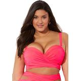 Plus Size Women's Crisscross Cup Sized Wrap Underwire Bikini Top by Swimsuits For All in Hot Pink (Size 18 D/DD)