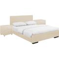 Hindes Upholstered Platform Bed, Beige, Queen with 2 Nightstands - Camden Isle Furniture 86953