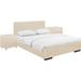Hindes Upholstered Platform Bed, Beige, King with 2 Nightstands - Camden Isle Furniture 86954