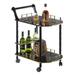 Serving Bar Cart Tea Trolley, 2 Tier Shelves on Rolling Wheels, Mobile Liquor Bar for Wine Beverage Drink Dinner Party