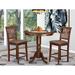 East West Furniture 3 Piece Counter Set- a Round Dining Table and 2 Kitchen Chairs, Mahogany (Seat Options)