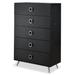 47"H x 17''W Elms Rectangular Chest with 5 Drawers&Plastic Leg - Black