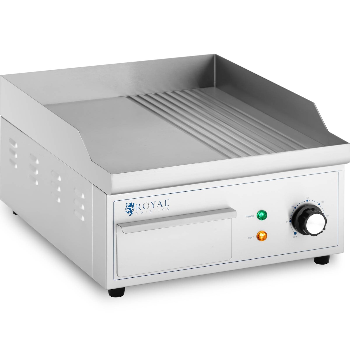 Royal Catering Elektro Grillplatte - 360 x 380 mm - Ribber + Flat - 2.000 W Image