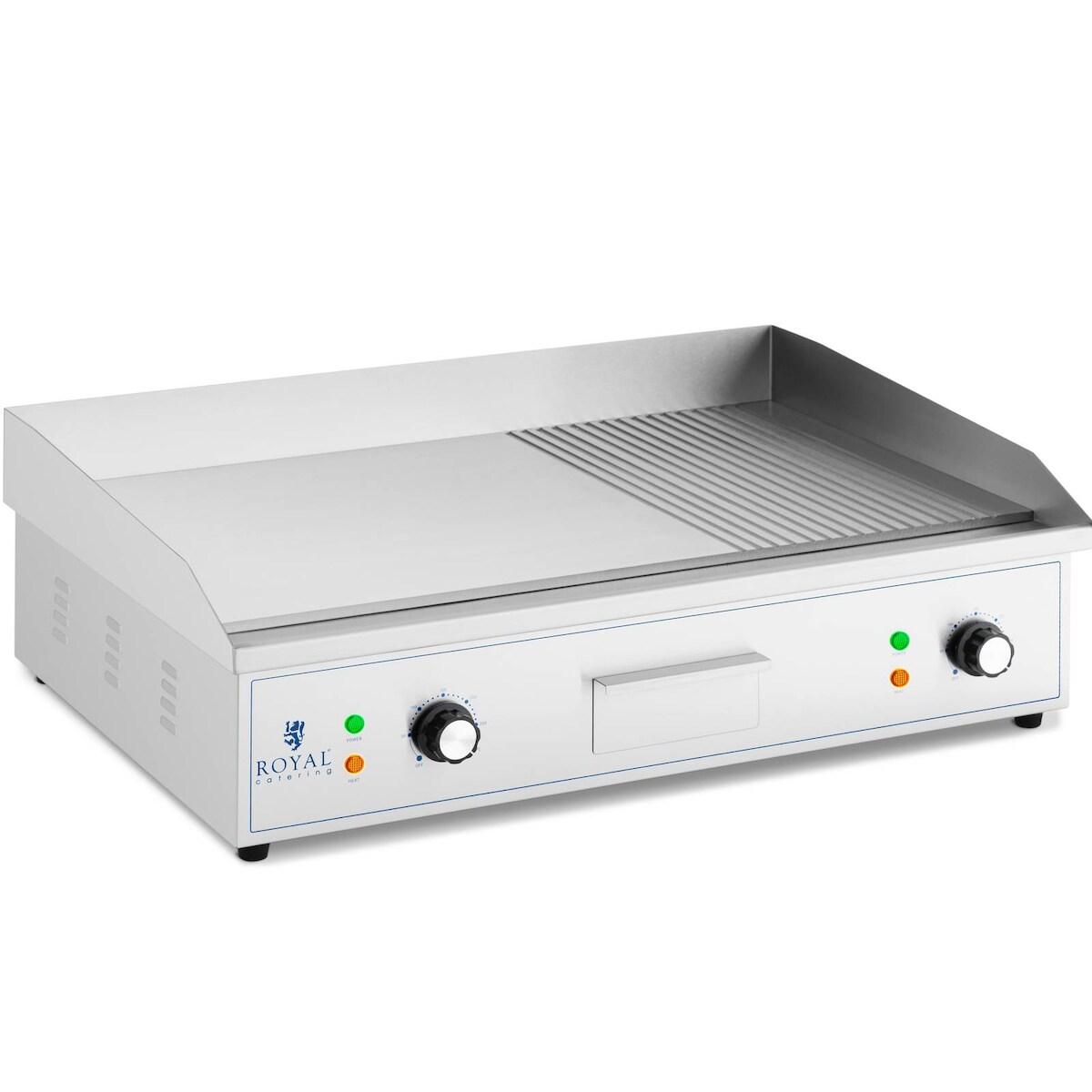 Royal Catering Elektro Grillplatte - 727 x 420 mm - geriffelt/glatt - 4400 W Image