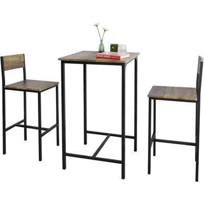 SoBuy OGT27-N 3-teilig Bartisch mit Stühlen Esstisch Stehtisch Bistrotisch mit 2 Barhocker Image