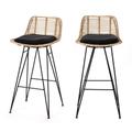 Lot de 2 chaises de bar design en rotin 67cm