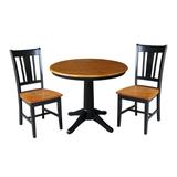 36" Round Top Pedestal Dining Table - With 2 San Remo Chairs