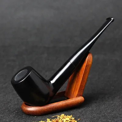 Ensemble de Pipe à fumer en bois d'ébène Vintage droit noir massif sans outils filtre de 9mm