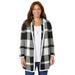 Plus Size Women's Country Village Sweater Cardigan by Catherines in Black White Buffalo Plaid (Size 3XWP)