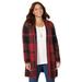 Plus Size Women's Country Village Sweater Cardigan by Catherines in Red Black Buffalo Plaid (Size 1XWP)