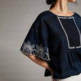Anthropologie Tops | Anthropologie Pilcro Orchid Embroidered Top | Color: Blue/White | Size: Xl