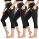 HIGHDAYS 3 Pack Women’s Capri Leggings with Pockets - High Waist Capri Yoga Pants for Workout, Athletic, Running - black - S