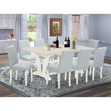 Red Barrel Studio® Bewrick 8 - Person Acacia Solid Wood Dining Set Wood/Upholstered in White | Wayfair 8D321EE376D34403AE2696B3E5AAA09E