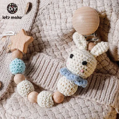 Let's Make-Attache-sucette en bois pour bébé 1 pièce jouet pour enfant avec perles en