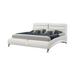 Curved Leatherette Queen Size Bed with Cushioned Paneling, White