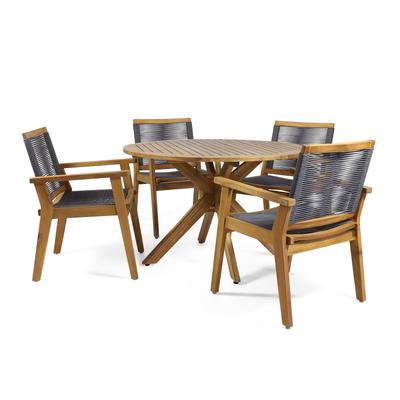 Mcgill Outdoor 5 Piece Acacia Wood Dining Set by Christopher Knight Home