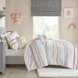 The Twillery Co.® Jacob Cotton Comforter Set w/ Chenille Trim in Pink/Yellow | Twin Comforter + 1 Sham + 2 Throw Pillows | Wayfair